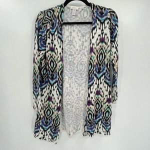 Chico’s Ikat Long Line Cardi sz S {yy}
